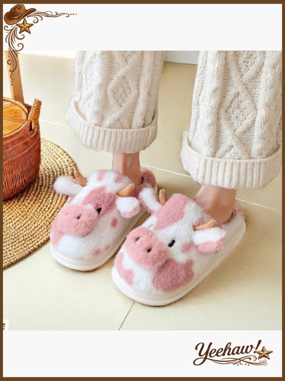 Faux Fur Fuzzy Animal Slippers, Warm Plush Comfy Indoor Outdoor Footwear - Picture 6 of 7